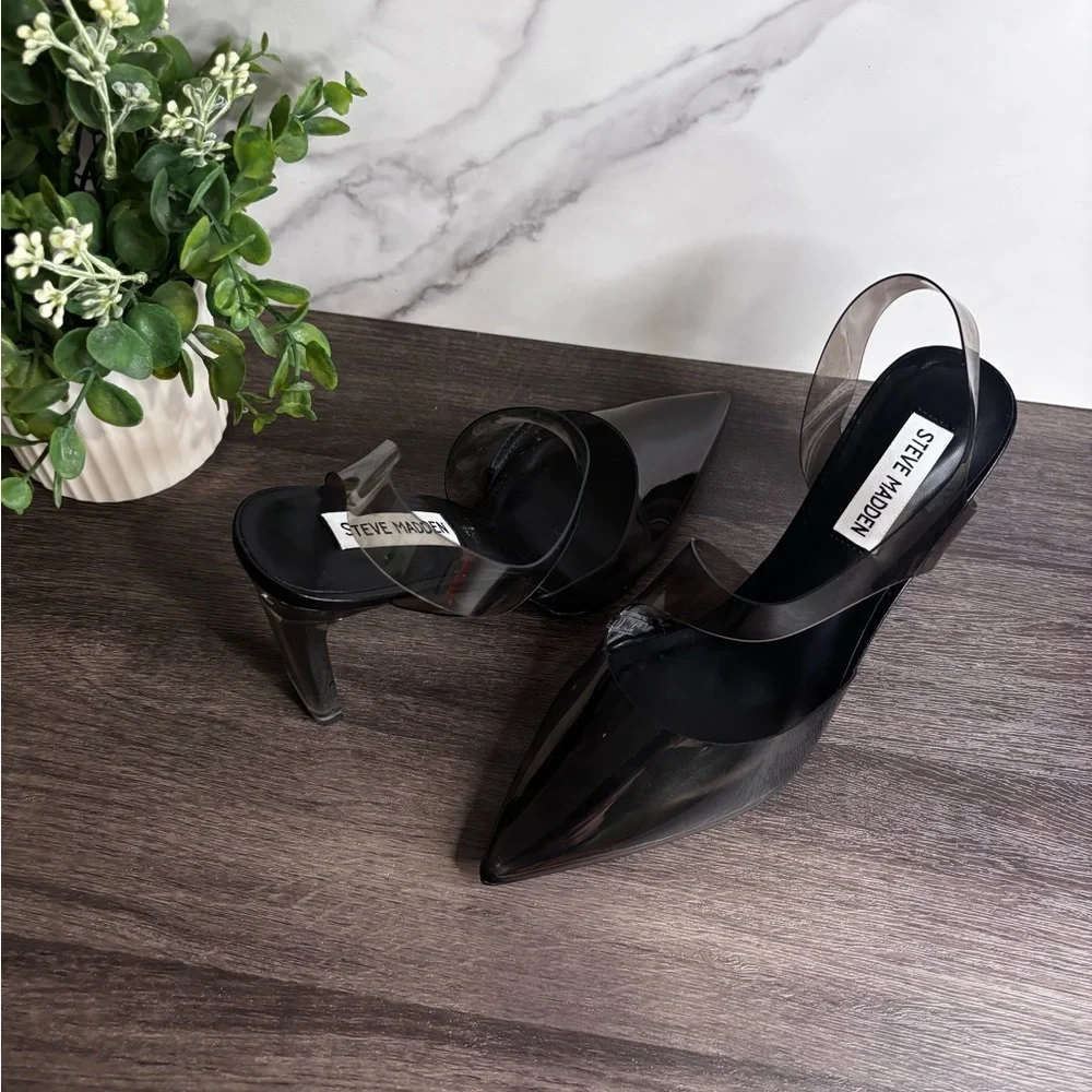 Steve Madden Black and Clear Heels